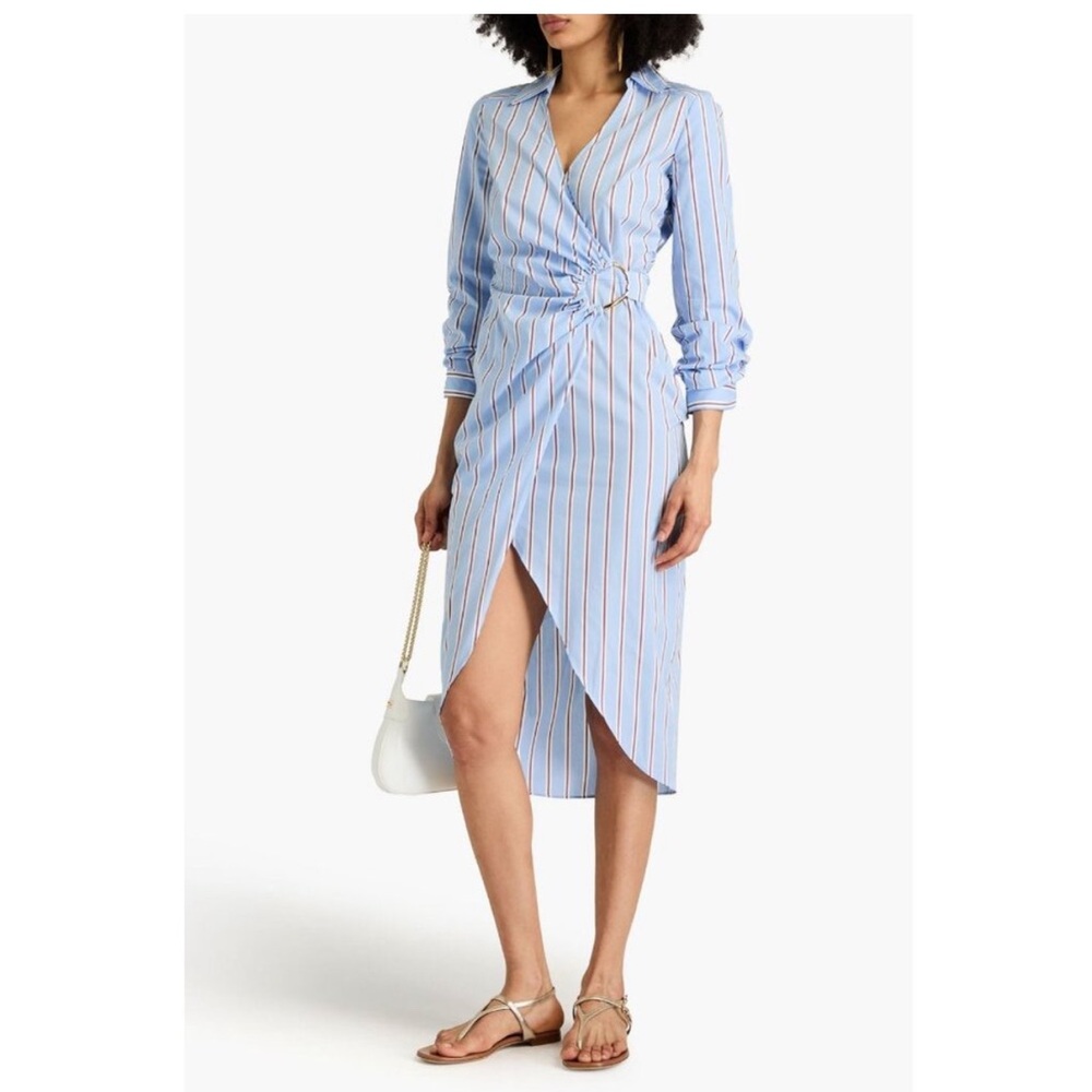 Blue Striped Wrap Dress